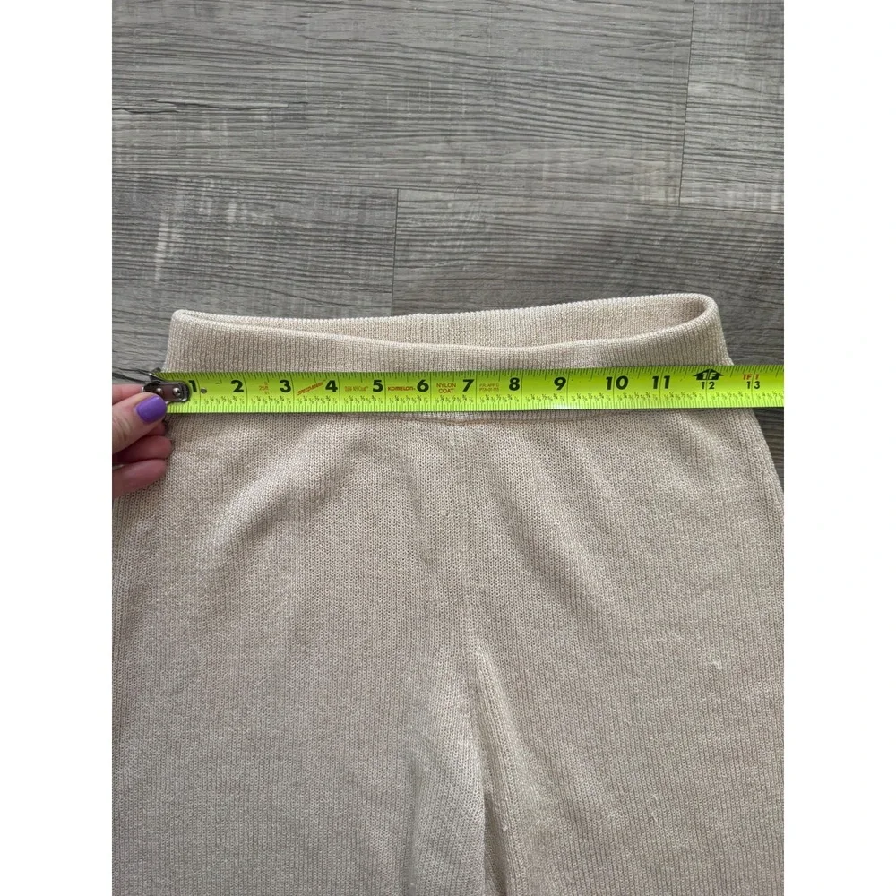 Nanushka High-Waisted Knit‎ Wide-Leg Trousers in Cream/Oatmeal - Size S